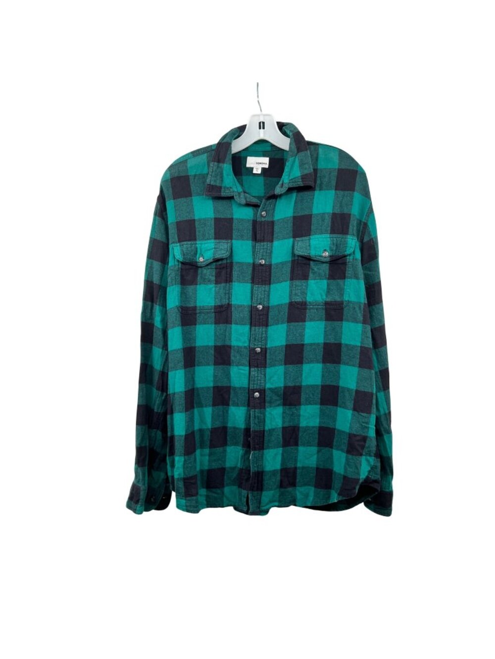 Sonoma Mens Buffalo Plaid Button Up Shirt Green/Black Size XL